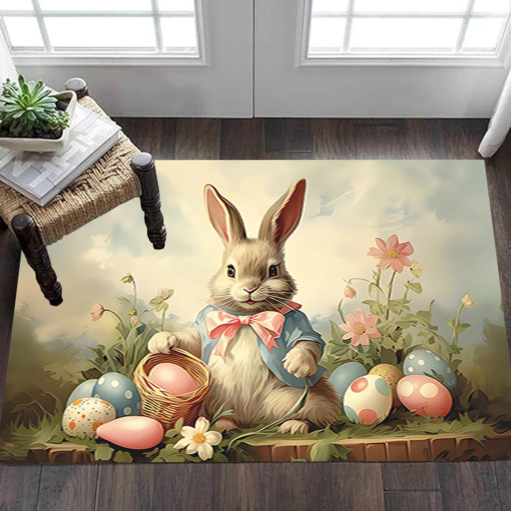 Easter Bunny Decorations Set Decoration,Carpet,Living Room,Bedroom, Non-slip,Square rug