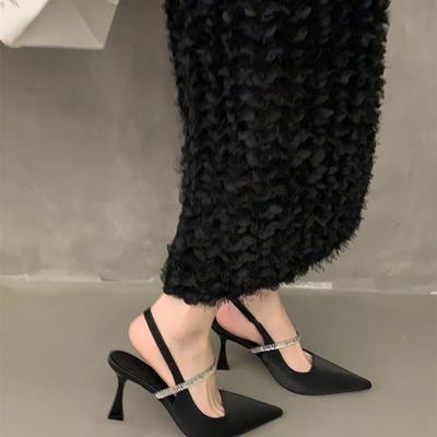 Fashion Small Fragrant Sandals with Skirt Black High Heels Evening Women's Shoes Spring and Summer French Mary Jane Shoes Single Shoes