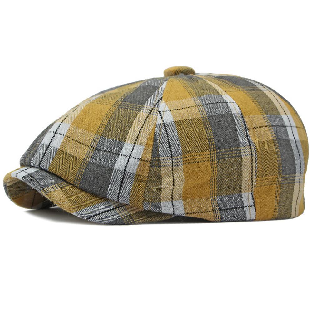 HT4637 Berets for Men Women Vintage Artist Painter Plaid Beret Hat Male Female Adjustable Ivy Flat Cap Spring Summer Beret Caps