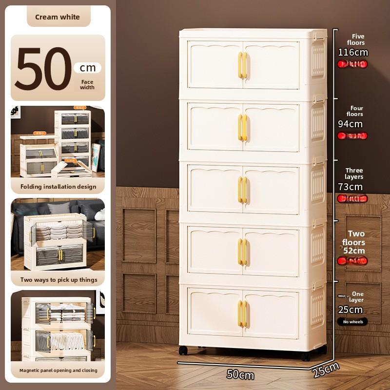 Flip Storage Box Storage Cabinet Foldable Plastic Wardrobe Cross-border Clothes Organizing Box Home Bedroom Locker