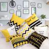 Nordic Modern Yellow Plush Throw Pillow Cover - Single-Sided Print Home Decor Cushion.