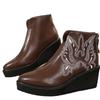 Stora Dams Ankelboots Höst Vinter Nyhet Retro Broderi Retro Korta Läderboots Plattformsdojor