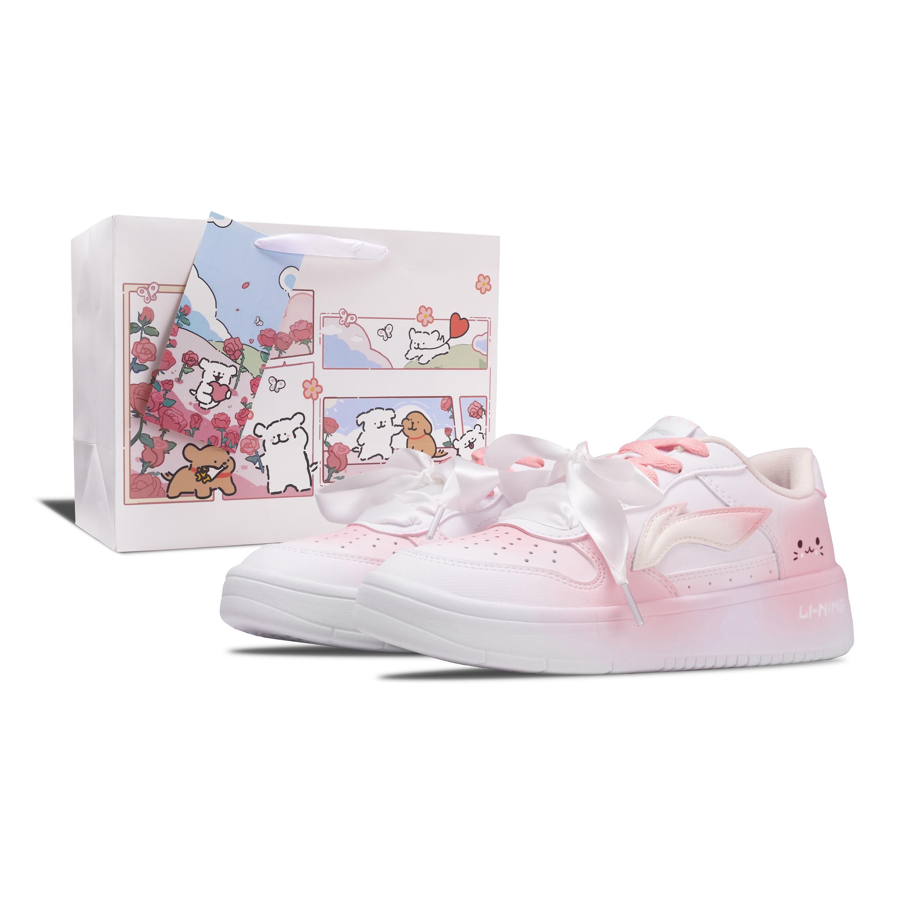 Li Ning Floating Boat Synthetic Leather Lightweight Low top Skateboard Shoes Women s AGCS420-6(Team2069-) 38