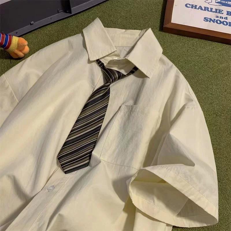 

Рубашка с короткими рукавами для спецодежды, мужской летний галстук, рубашка DK Uniform, прочная и роскошная, модная пара, стиль колледжа XXL абрикосовый