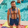 Funny Birthday Gift for Men Muscle T-Shirt Women Patriotic Tee Realistic Hairy Body Print Graphic Tee Fake Summer Beach Pool Party Novelty