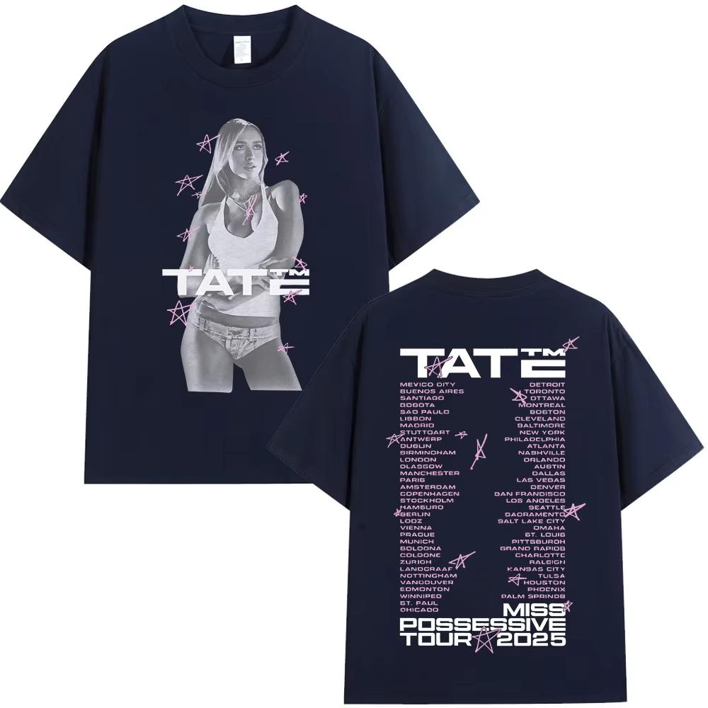 Tate McRae Miss Possessive Tour Merch T-shirt Uomo Donna Harajuku Girocollo Manica Corta T-shirt Cotone Casual T-shirt Streetwear
