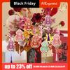 2pcs Cartoon Chinese Style Pendants Lucky Symbol Traditional Tree Hanging Tag Gold Stamping with Tassel Spring Festival Ornament