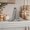 Decorative Ghost Sculpture Halloween Decoration, Outdoor Shiny Figurine with Sequin Cloth, Light Collectible Up Spooky for Parties, Lawn, Porch Decor