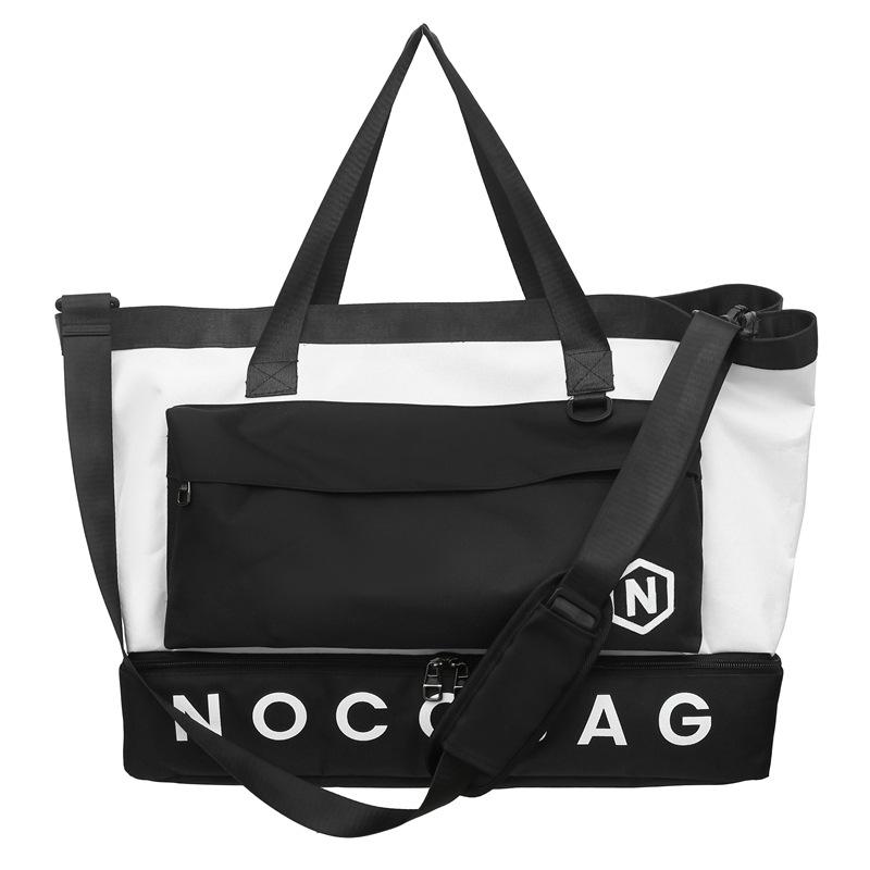

Contrasting color travel luggage bag men s oversized capacity portable travel storage bag men s trendy shoulder sports fitness bag чорний