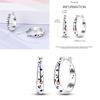 Sparkling Blue Zircon Hoop Earrings Pave U Shape Star Devil Eyes Circle S925 Drop Earring Fit Original Party Jewelry