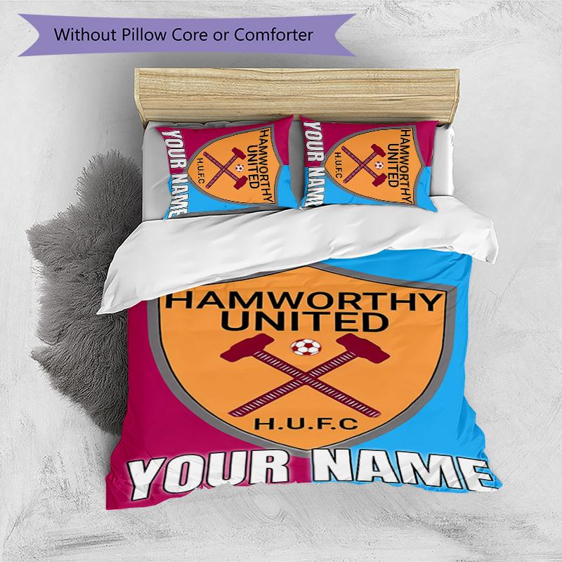 3pcs Custom Name Football club logo Bedding Set Duvet Cover Closure Includes 1 Duvet Cover&2 Pillowcases for All Seasons Bedroom Decor