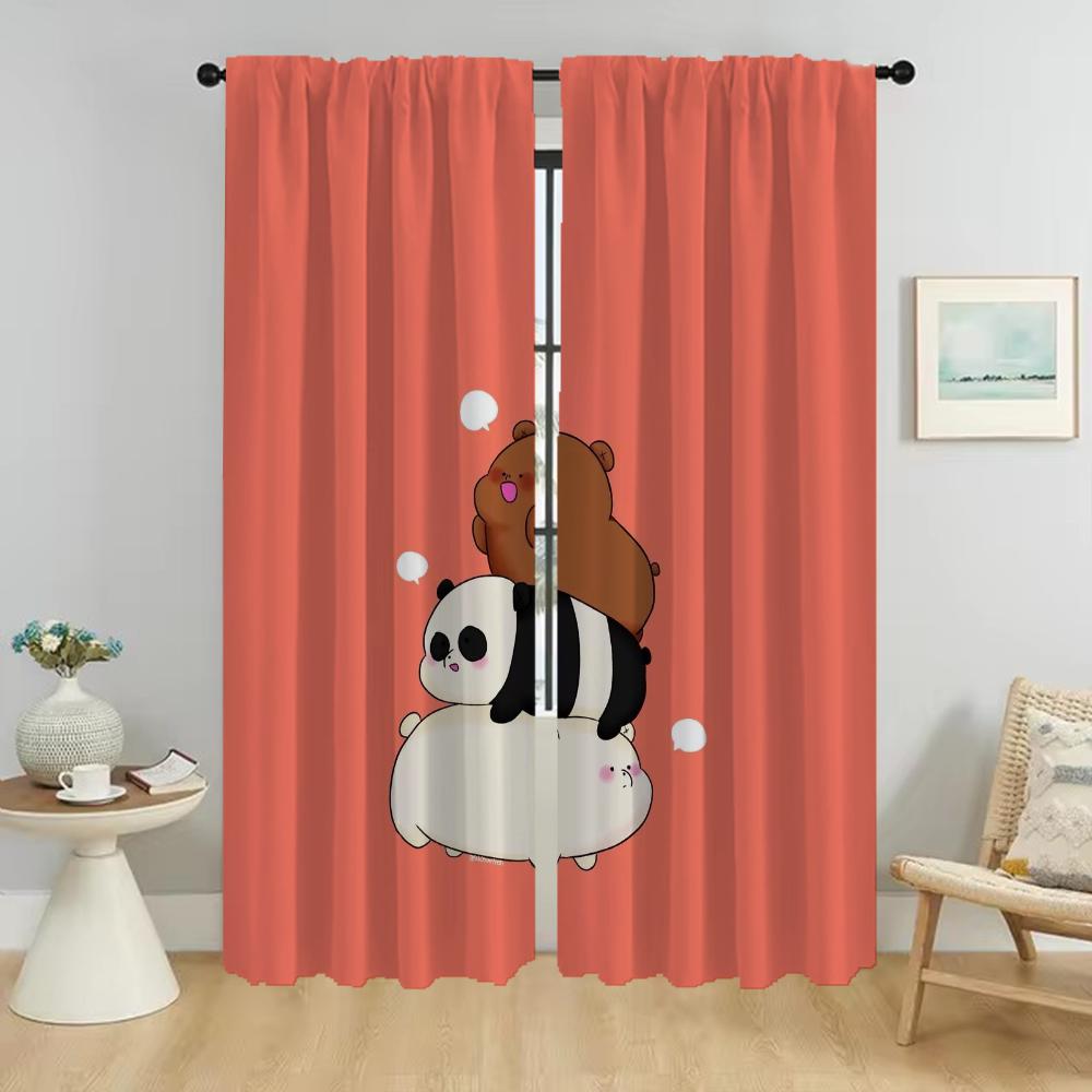 Elegant Room Curtains 2 Pieces We Bear Bears Window Curtain for Room 2 Panel Shades Home Interior Curtains Halloween Decoration