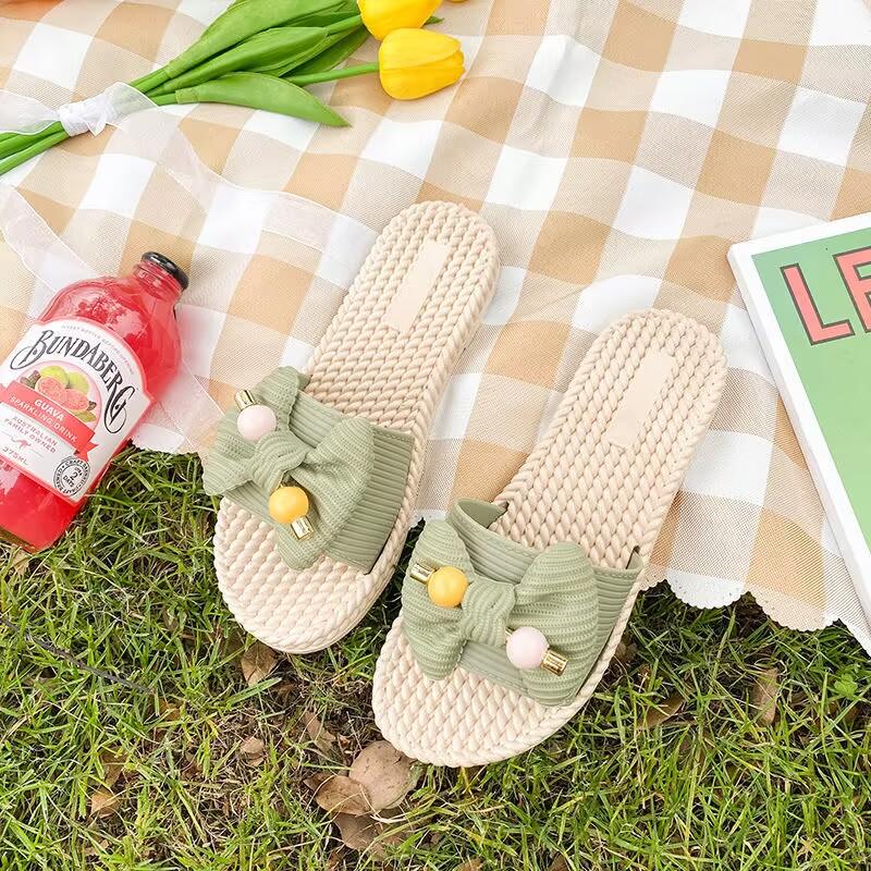 Women Lady Home Bow Slippers Autumn and Summer Classic Shoes