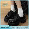 Women's 2024 Black Patent Leather Round Toe Lace-Up Shoes - British Style, Thick Sole, Mid-Heel for Autumn