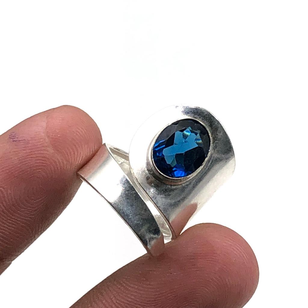 London Blue Topaz Gemstone 925 Sterling Silver Jewelry Handmade Ring For Women RR-2-2