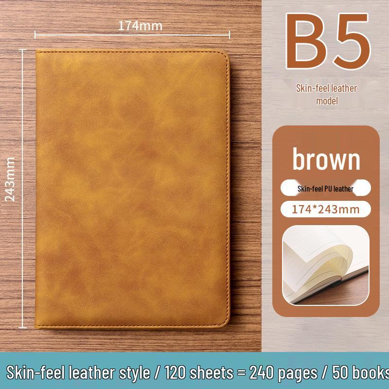 A5 Soft Leather Suede Notebook with Custom Logo - Simple B5 Business Meeting Journal, Large Thick Diary