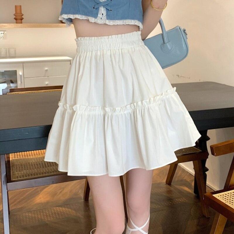 

Kawaii Мини-Юбки Женские Симпатичные Грибок Лоскутная Фея Плиссированные Короткие Юбки В Опрятном Стиле S белый