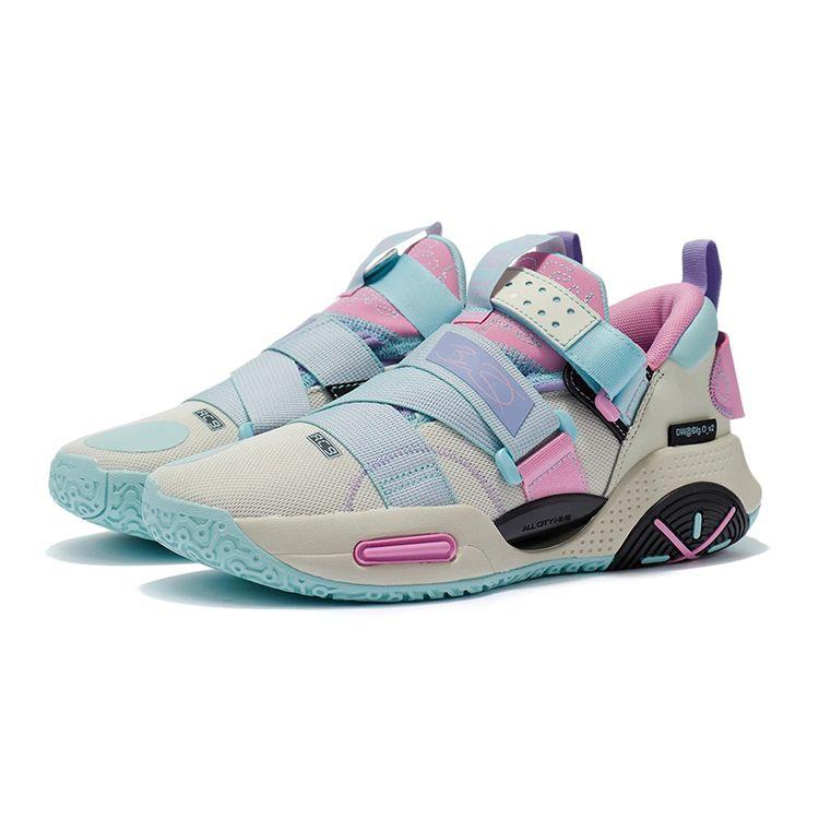 Li Ning All City 9 V2 Youth Low-Top Basketball Shoes Kids Sneakers Blue Gray Purple ABPR055-10