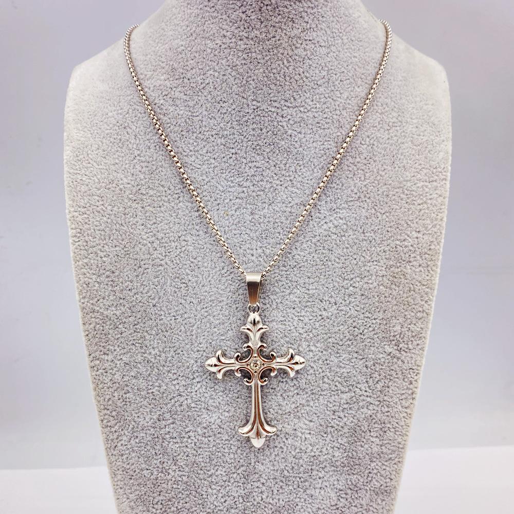 Men's Cross Pendant Necklace Titanium Steel Women's Necklace Cross Hip Hop Titanium Jewelry