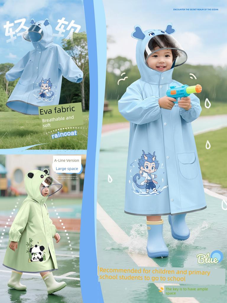 Children's Raincoat, Waterproof Shoe Covers, Non-Slip and Wear-Resistant, with Backpack Space, for Boys and Girls, Specifically for Elementary School