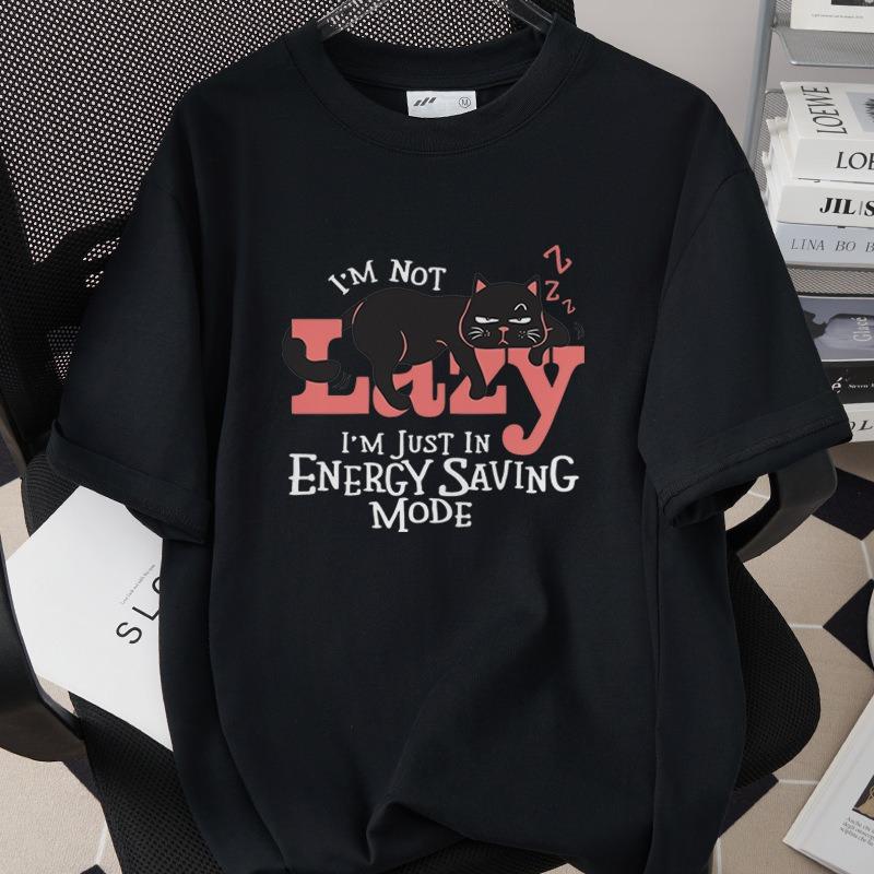 Interesting Cartoon Cat Short Sleeved T-shirt Neutral Casual Versatile Top Cute Cartoon Cat Daily Commuting Casual Home Clothes