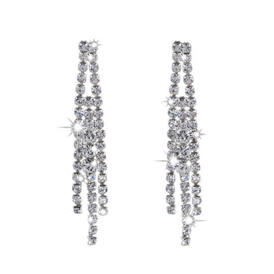 1 Set Bridal Earrings Necklace Set Rhinestone Tassels Jewelry Hollow Out Shiny Choker Necklace Earrings for Wedding