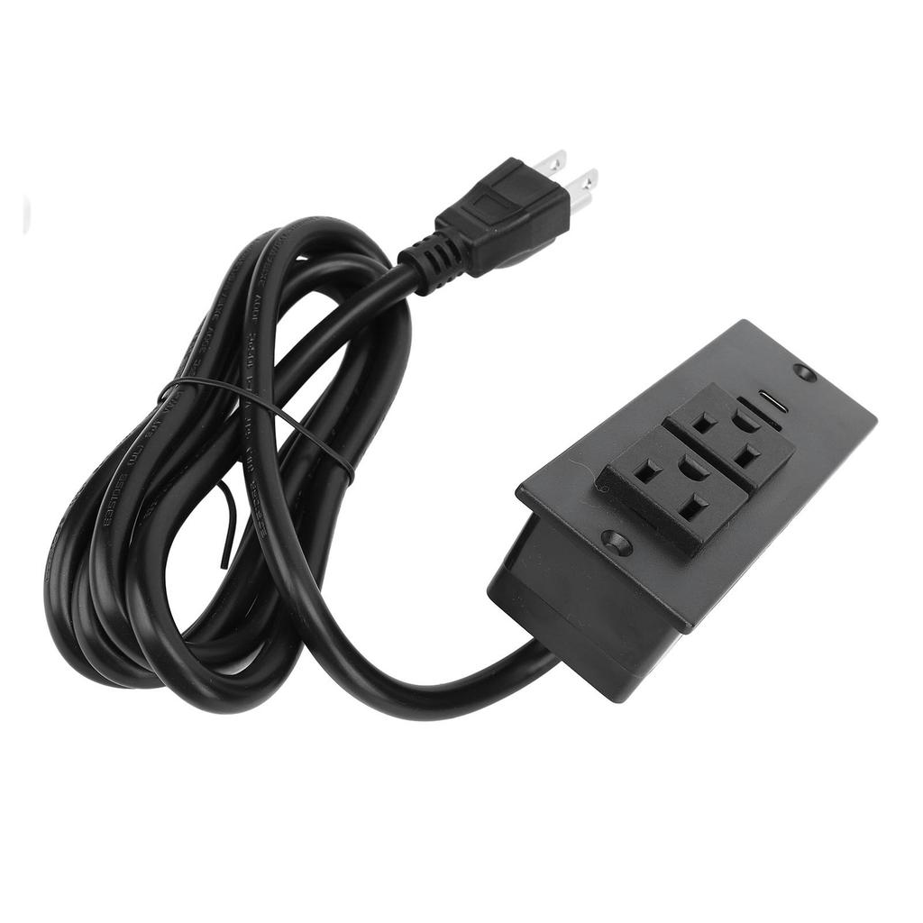 Conference Recessed Power Strip Table Socket Furniture Outlet PD 20W Fast Charging 2 USB Ports 1.5m Cord