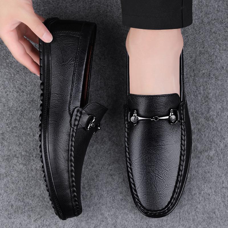 Genuine Leather Men Casual Shoes All-match Male Business Shoes Hollow Out Mens Loafers Luxury Brand Mens Slip on Walking Shoes