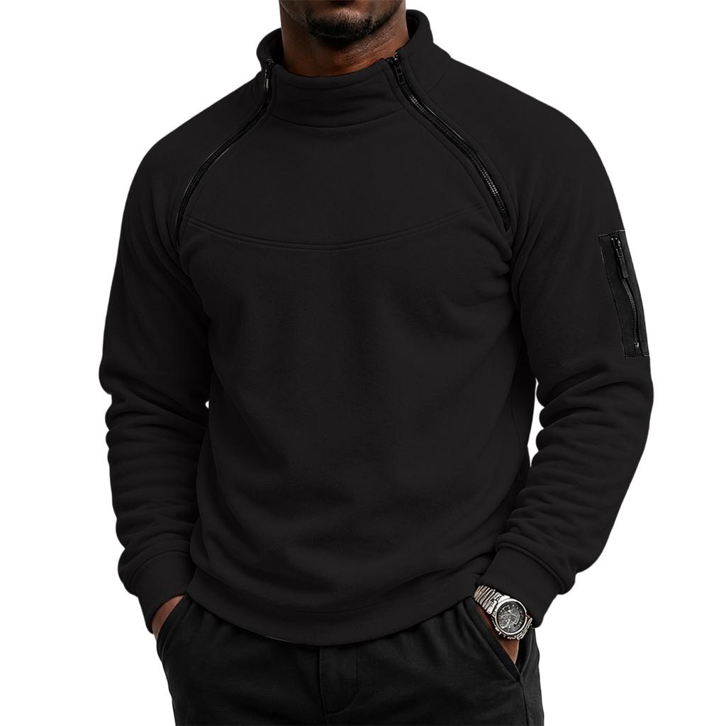 Men's Jacket Half Zip Pullover with Stand Collar for Outdoor Winter Warm