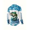 Dripping Men's Fishing Shirt - Long Sleeve Outdoor Fisherman Shirt with Perch Pattern