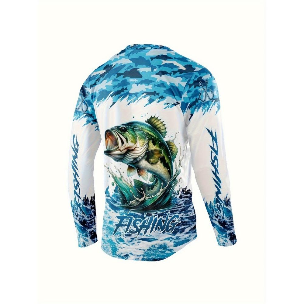 Dripping Men's Fishing Shirt - Long Sleeve Outdoor Fisherman Shirt with Perch Pattern