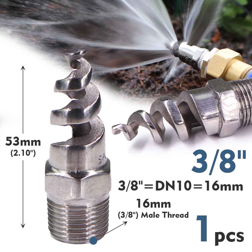 8-size Spiral Nozzle Sprayer 316 Stainless Steel Atomizer Outdoor Agricultural Irrigation Garden Watering Industry Dust Removal