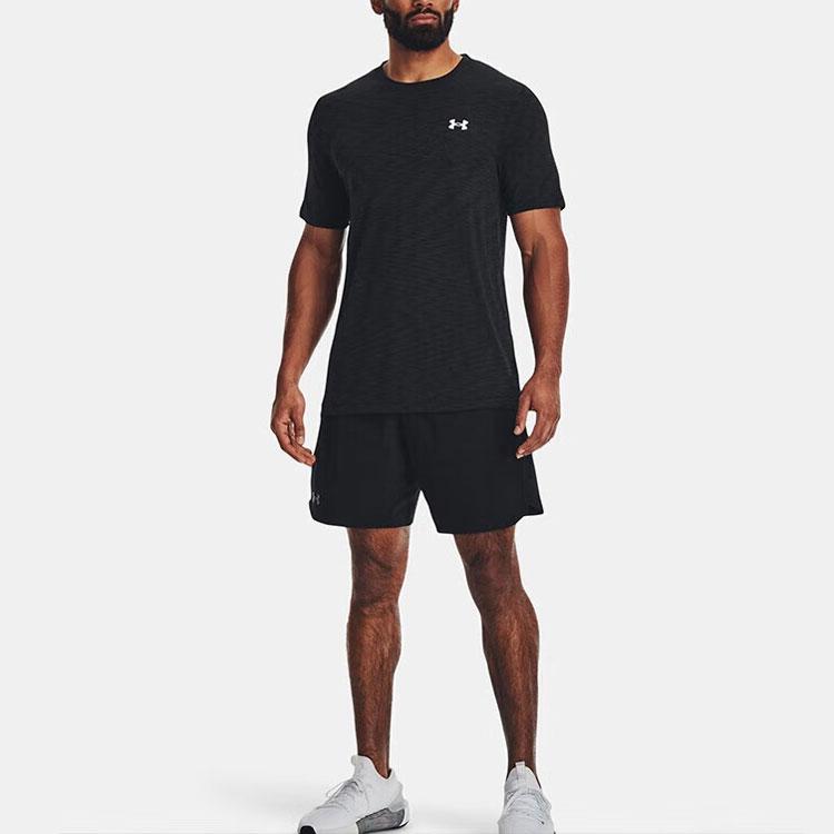 Under Armour Solid Logo Fitness Training Short Sleeve T-Shirt Men Tops Black 1359870-001
