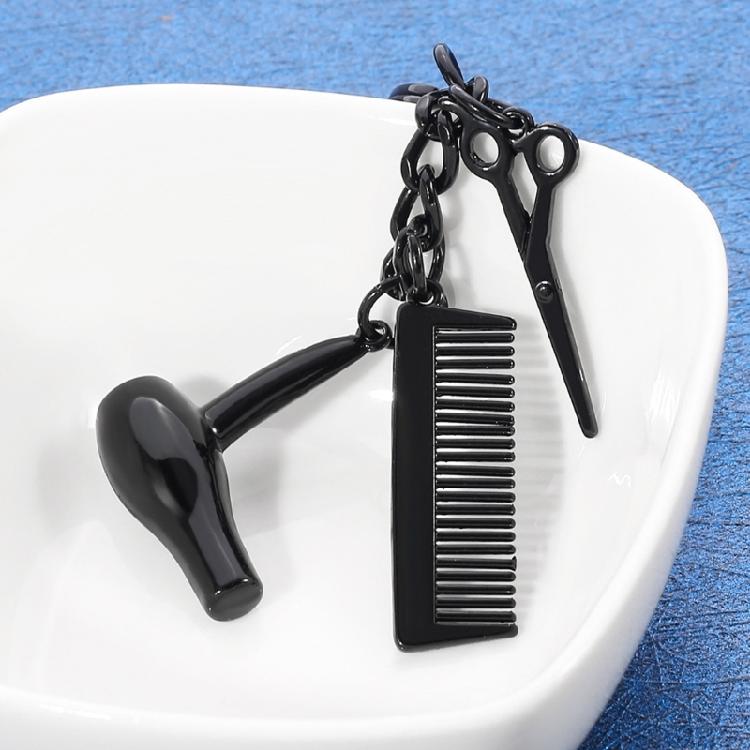 Sturdy Alloy Hair Stylists Keychain Featuring Scissors Comb Blow Dryer Detailing Perfect Gift For Hairstylists And Fashionistas