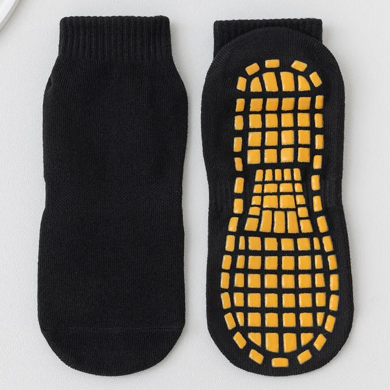 

5 Pairs Anti Slip Socks Children s Playground Trampoline Socks Baby Early Education Floor Socks Adult Mid Tube Yoga Socks Size 23-27 чёрный