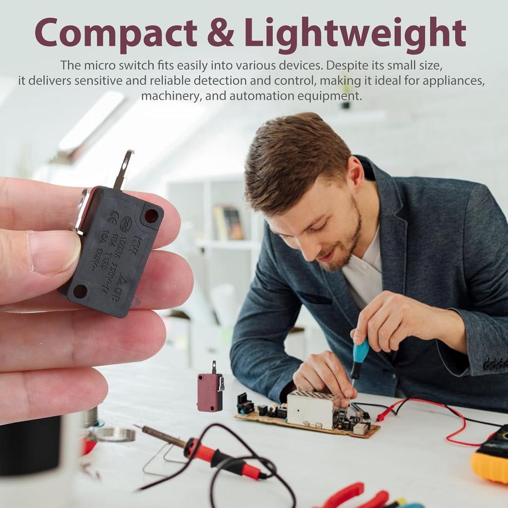 4 PCS KW7-0 Micro Switch, 16A 250VAC 3-Pin 1NO 1NC Normally Open, Replacement for Power XL and Vortex Air Fryer, Microwave Oven, Induction Cooker