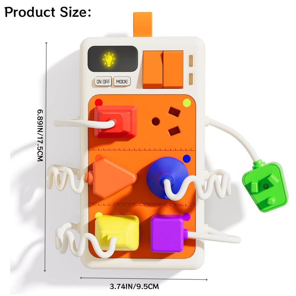 Toys Montessori Sensory Plug Outlet Busy Board Toy with Light Sounds,Color Shape Matching Toy Gifts for Todders Boys Girls