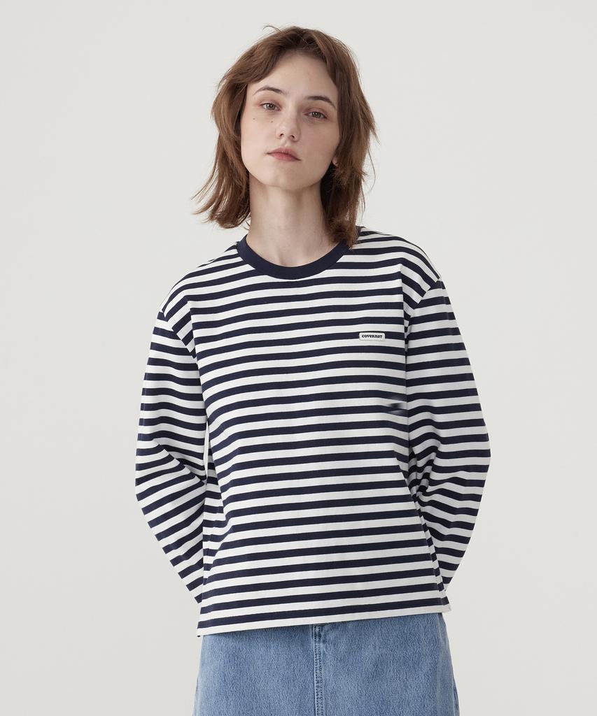 COVERNAT WOMAN Striped Long Sleeve Navy