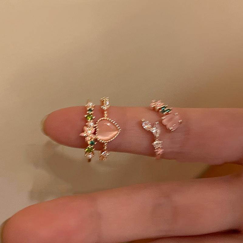 Y2k Kristall Herz Ringe Set Für Frauen Mädchen Vintage Zinklegierung Farbe Unregelmäßige Ringe Mode Kpop Zirkon Ringe Party Zirkon Geschenke