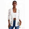 Women's Lace Sleeve Blazer Lapel Collar Open Front Solid Color Elegant Work Jacket