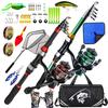 1.8m Telescopic Fishing Rod & Reel Set with Float, Gloves, and Landing Net.