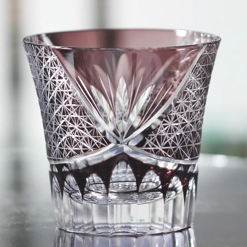 Meest kosteneffectieve Edo Kiriko Glas Handgesneden Gekleurd Kristal Whiskeyglas Wijnglas Wijnglas Fijn Tafelgerei Houten Geschenkdoos 260ml