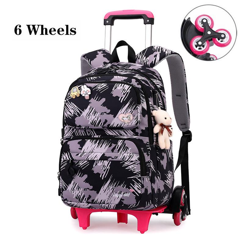Rolling Wheeled Backpack Book Bags School Children School Bag with Wheels Students Backpack For Girls Trolley Bag Cute Schoolbag