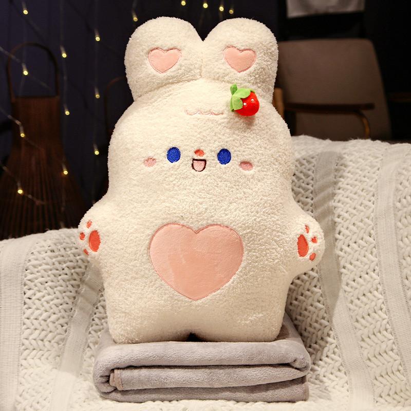 Cute Rabbit Panda Frog And Pig Plush Pillow And Blanket For Office Time Nap