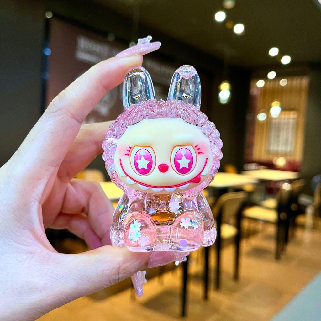 Kurutulmuş Çiçekler, Yanıp Sönen Renkli Boncuklar ve Yağ Şişesi ile Mengmeng Tavşan Hareketli Kum Süsleri - Sevimli Tahıl Aksesuarları ve Douyin'de Trend Oyuncaklar.