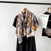 New Cotton and Linen Scarf Women's Autumn High-end Feeling Belt Buckle Printed Silk Scarf Angola Red Shawl