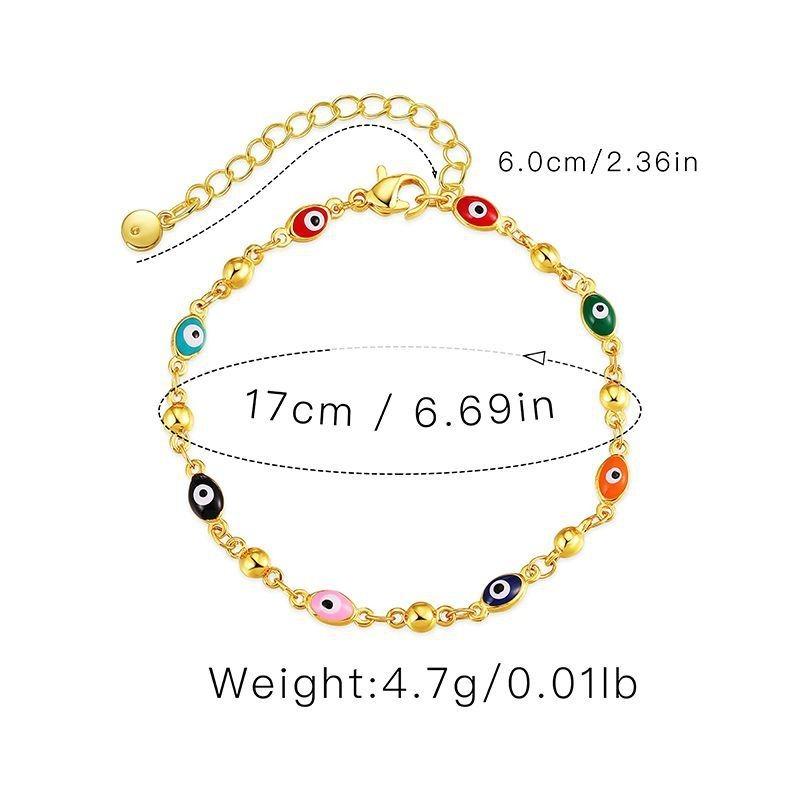 Women 18k Gold Plated Multicolor Evil Eye Adjustable Ethnic Bracelet