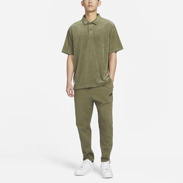 Nike Embroidered Logo Print Short Sleeve Polo Shirt Men Tops Olive-Green FN0465-222