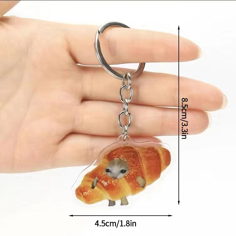 Banana Happy Cat Keychain Acrylic Funny Meme Keyring Backpack Hanging Pendant Mobile Phone Bag Charms Cute Keychain Accessories