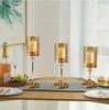 Elegantes Set aus 3 Stück goldener Glas-Kerzenhalter Kerzenhalter goldener